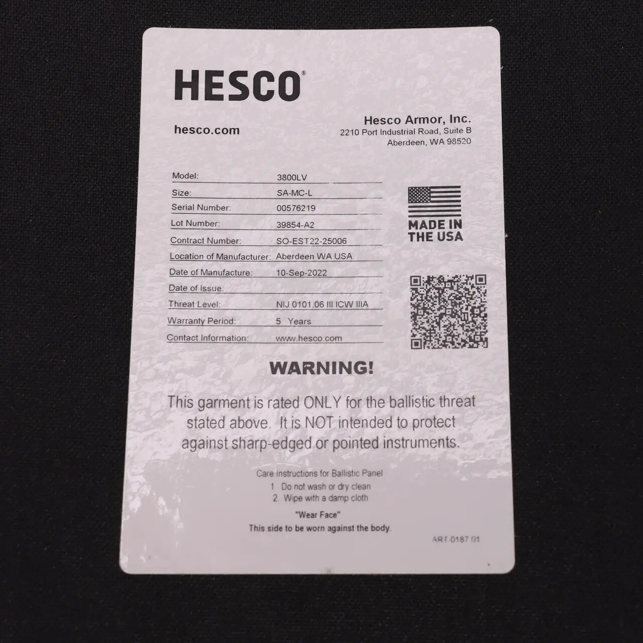 Ергономічна балістична плита HESCO для плитоносок