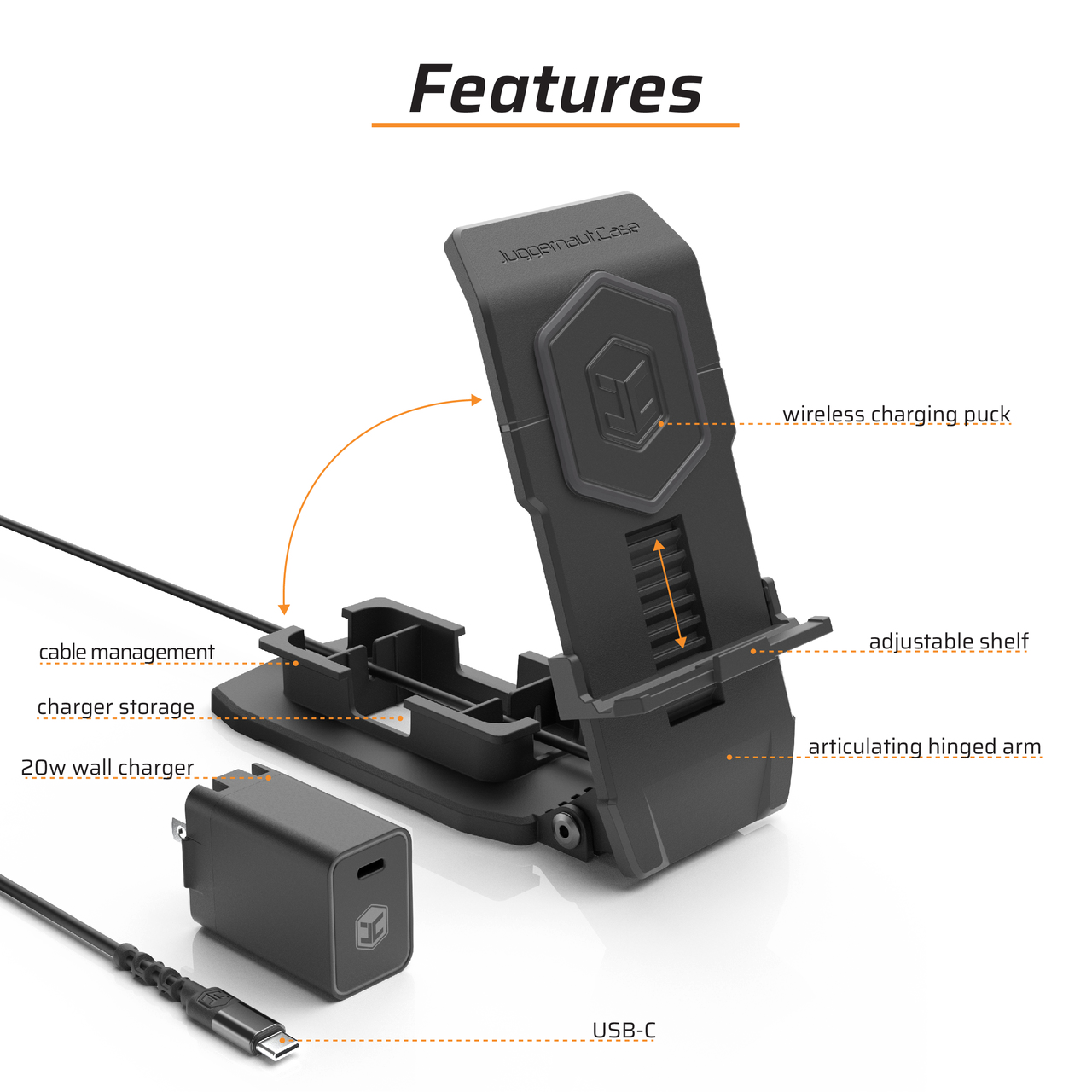 Вид збоку на зарядний пристрій Juggernaut Case Benchtop