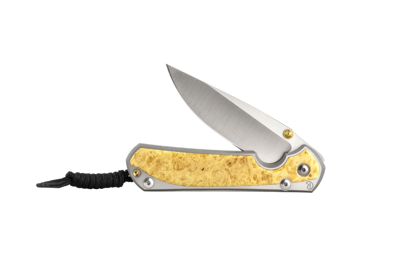 Ніж Chris Reeve Large Sebenza 31 LH із дерев'яними вставками Box Elder та полірованою титановою рукояткою