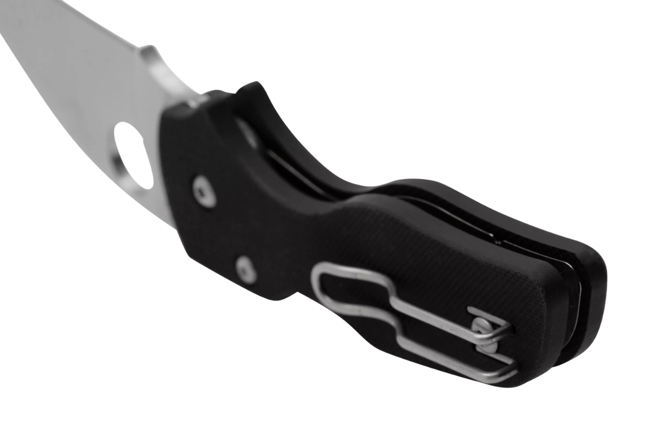 Вид з боку на лезо Spyderco Lil' Native з чорним G-10 руків'ям