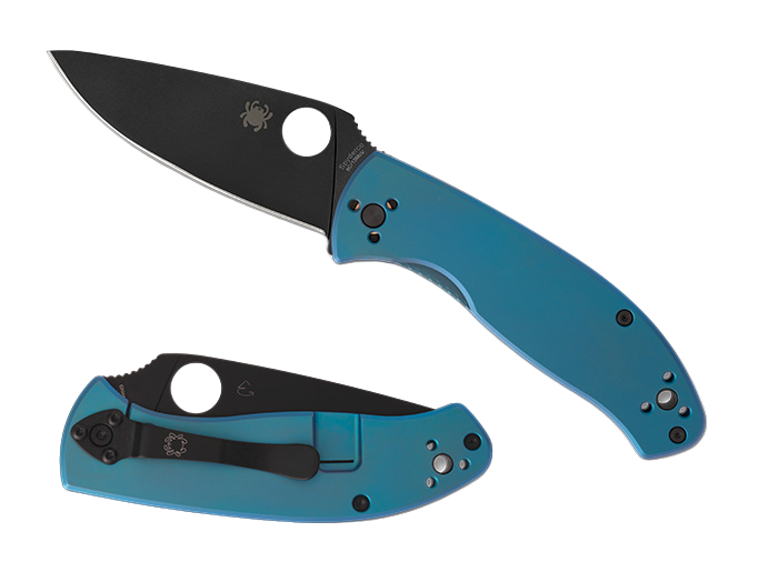 Spyderco Tenacious з чорним лезом та синьою титановою ручкою