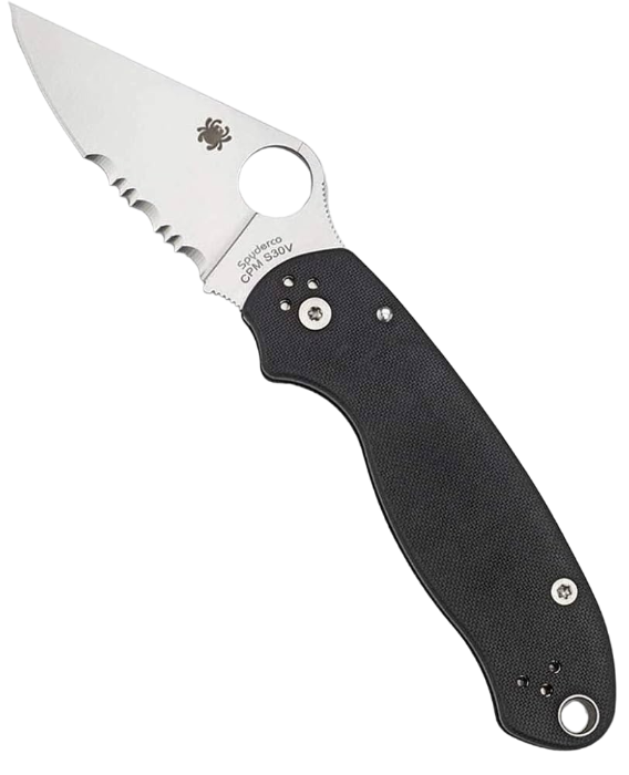Spyderco Para 3 з чорним G10 руків'ям та частковим серрейторним лезом
