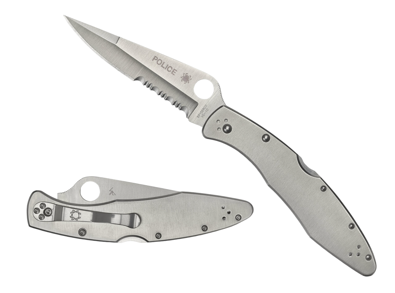 Spyderco Police Model C07PS з частковим серрейтором і сталевим руків'ям