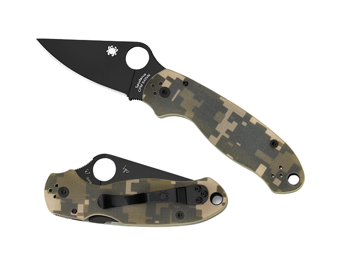 Spyderco Para 3 з камуфляжним G10 руків'ям та чорним DLC лезом