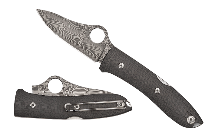 Spyderco SpyOpera з лезом Thor Damascus та ручкою з вуглецевого волокна