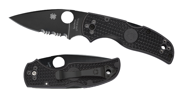 Чорний ніж Spyderco Native 5 з частковим серрейтором на лезі