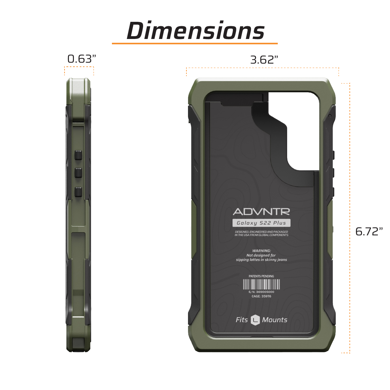 Чохол ADVNTR для Samsung Galaxy S22+ розмір
