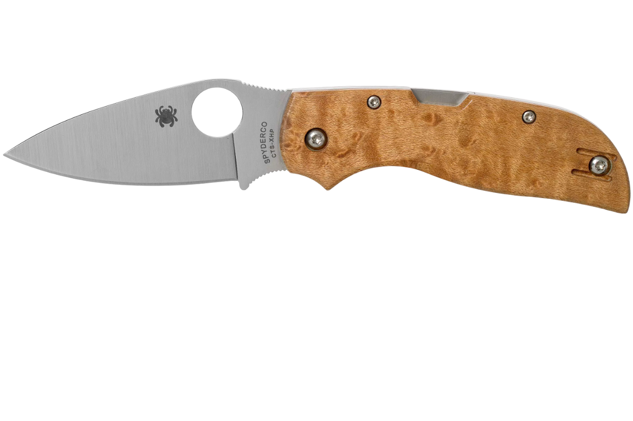 Ніж Spyderco Chaparral з руків'ям із Birdseye Maple та сатиновим лезом