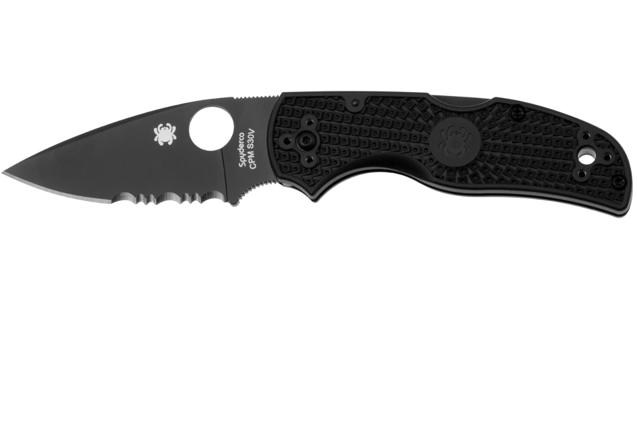 Чорний ніж Spyderco Native 5 з частковим серрейтором на лезі