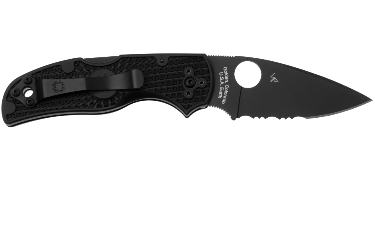 Чорний ніж Spyderco Native 5 з частковим серрейтором на лезі