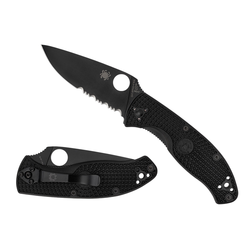 Чорний ніж Spyderco Tenacious з комбо-лезом та G-10 руків’ям