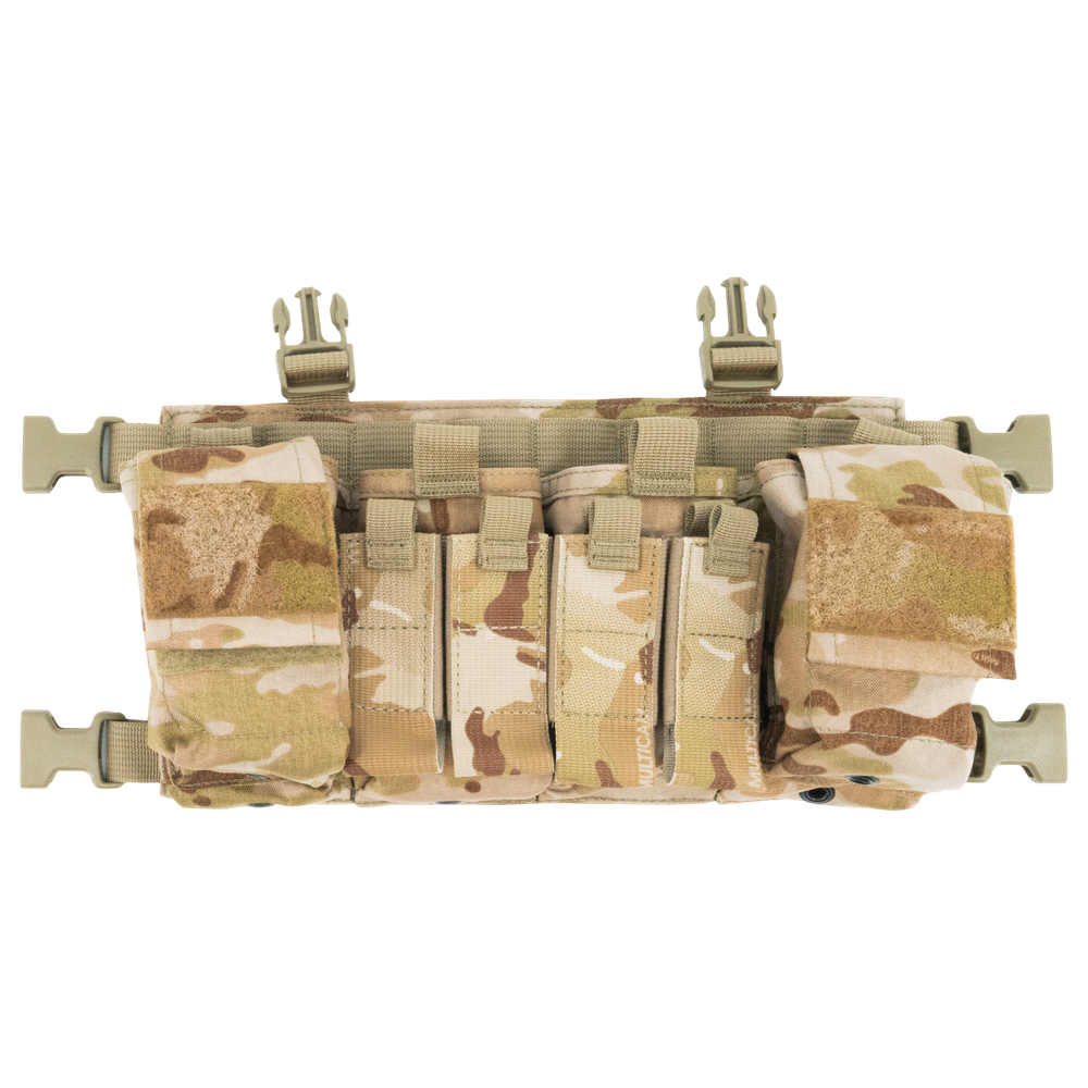 Тактичний X Chest Rig у камуфляжі Multicam Arid з підсумками для магазинів та радіостанції