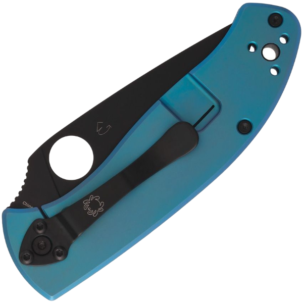 Spyderco Tenacious з чорним лезом та синьою титановою ручкою