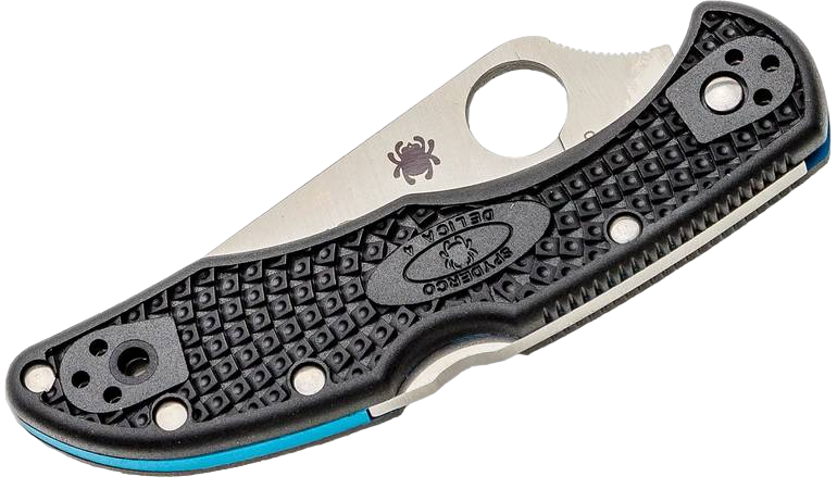 Вид ножа Spyderco Thin Blue Line із синім бекспейсером