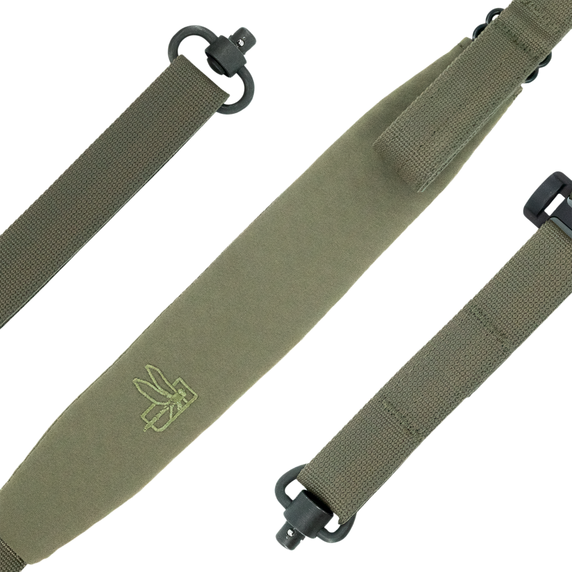 Тактичний ремінь D3 Sling у кольорі олива з логотипом крупним планом