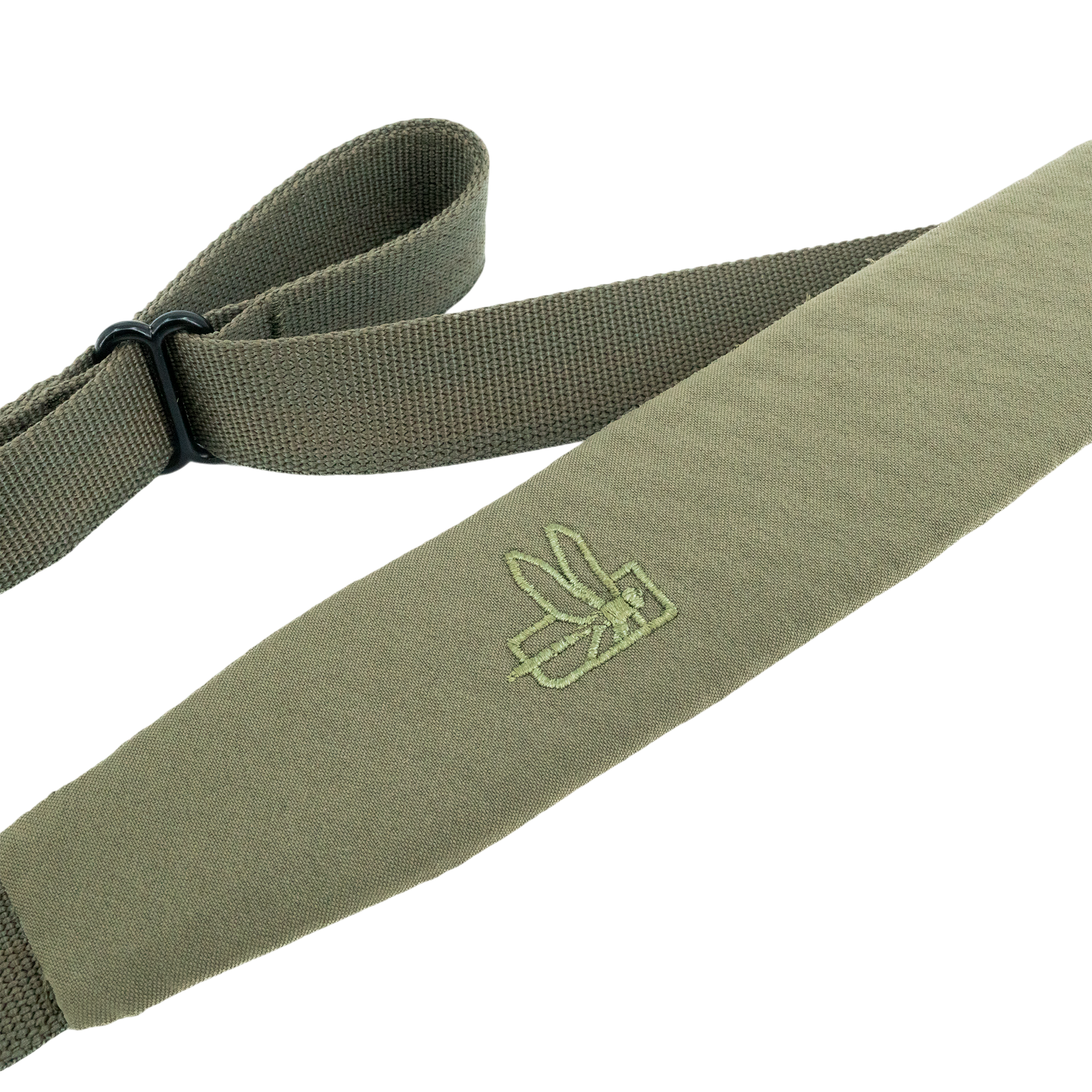 Вишиваний логотип на м'якій плечовій частині ременя D3 Sling в оливковому кольорі