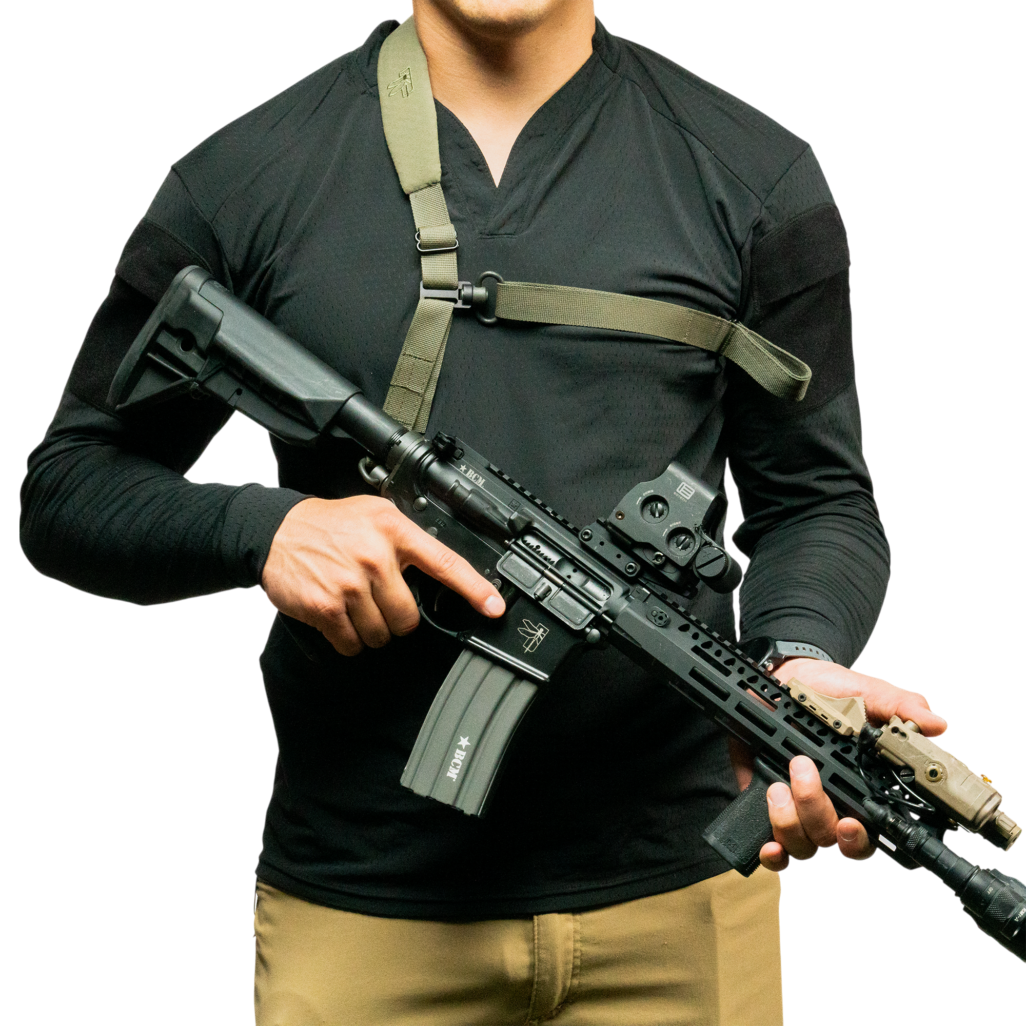 Ремінь D3 Sling у використанні на зброї AR з носінням через плече