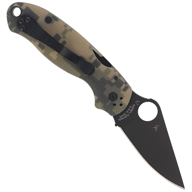Spyderco Para 3 з камуфляжним G10 руків'ям та чорним DLC лезом