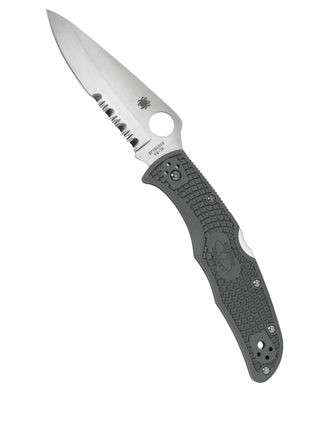 Ніж Spyderco Endura 4 з частково серрейторним лезом у відкритому стані